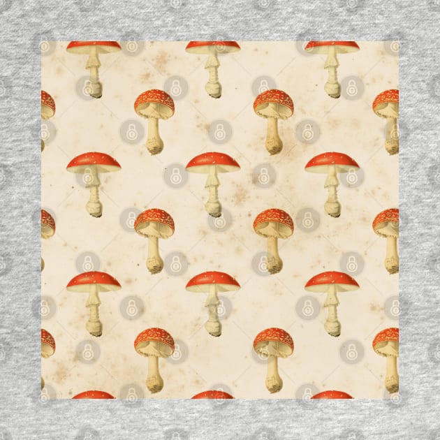 Mushroom Vintage Illustrations Gobilncore Gothic Victorian Cottagecore Pattern by PUFFYP